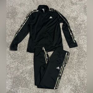 Adidas Black Tracksuit with Camouflage Stripes